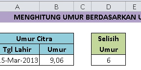 Menghitung Umur dan Tanggal Lahir Berdasarkan Umur Orang Lain Dalam Excel